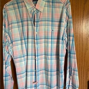 Vineyard Vines Men's Checkered Shirt in Blue and Pink